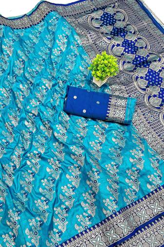 Light blue Art Silk saree with blouse