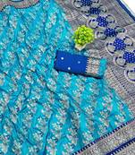 Light blue Art Silk saree with blouse