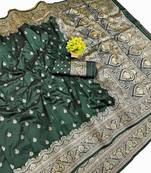 Dark green Art Silk saree with blouse