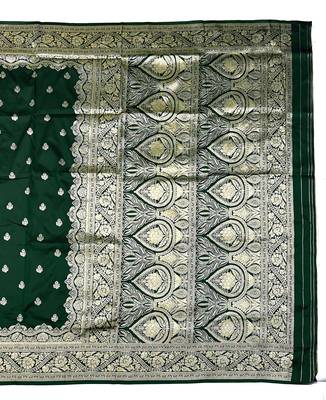 Dark green Art silk blend saree with blouse 2