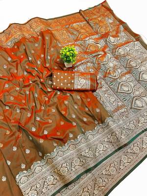 Mehendi Art Silk saree with blouse 1