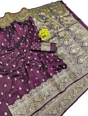 Wine Art silk blend saree with blouse 1