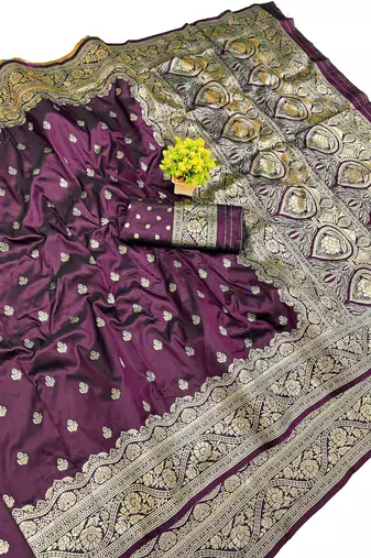 Wine Art Silk saree with blouse