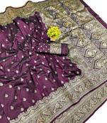 Wine Art Silk saree with blouse