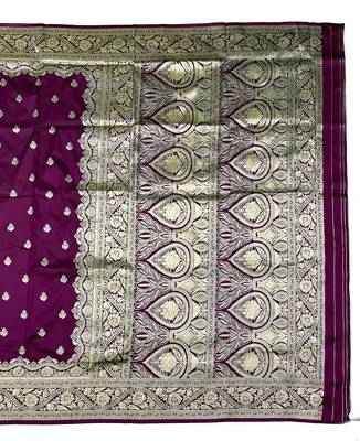 Wine Art silk blend saree with blouse 2