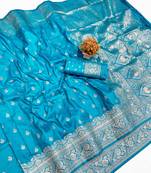 Light blue Art Silk saree with blouse