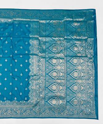 Light blue Art silk blend saree with blouse 2