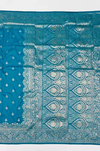 Light blue Art silk blend saree with blouse