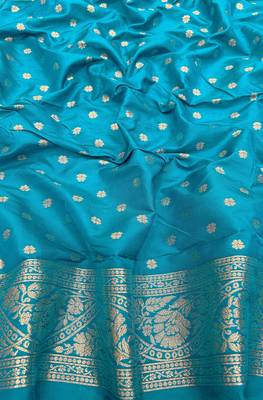 Light blue Art silk blend saree with blouse 3