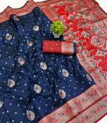 Navy blue Art Silk saree with blouse