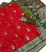 Red Art Silk saree with blouse