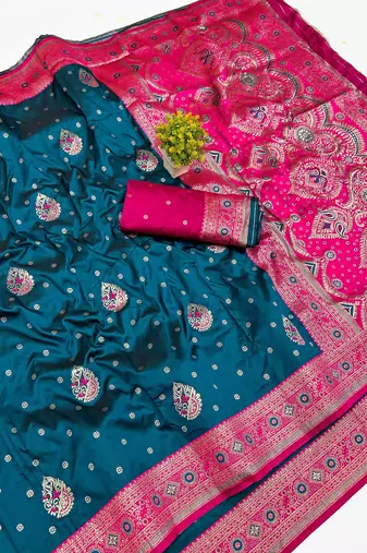 Blue Art Silk saree with blouse