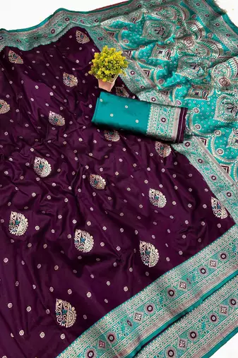 Purple Art Silk saree with blouse