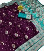Purple Art Silk saree with blouse