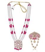 Pearl-Beaded Dulha Moti Mala Haar Necklace With Elegant Brooch