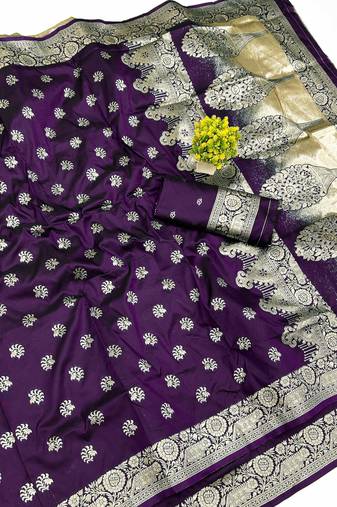 Purple Art Silk saree with blouse