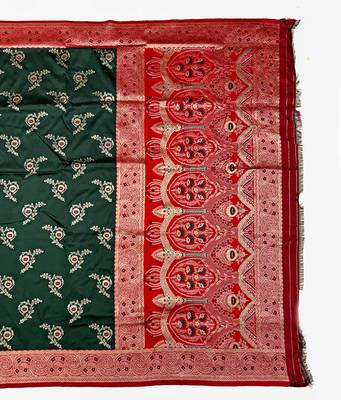 Dark green Art silk blend saree with blouse 2