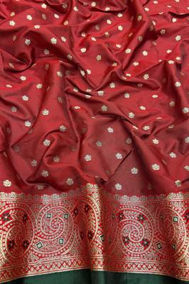 Dark green Art silk blend saree with blouse 3