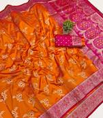 Orange Art Silk saree with blouse