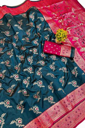 Firozi Art Silk saree with blouse