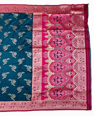 Firozi Art silk blend saree with blouse 2