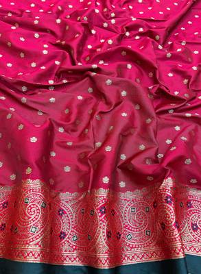 Firozi Art silk blend saree with blouse 3