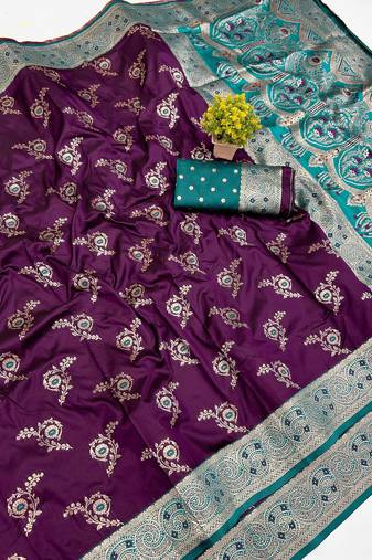 Purple Art Silk saree with blouse