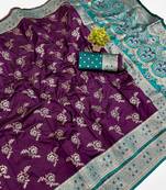 Purple Art Silk saree with blouse
