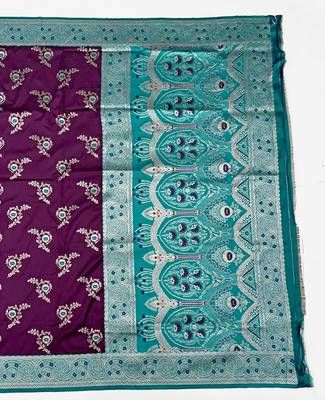 Purple Art silk blend saree with blouse 2