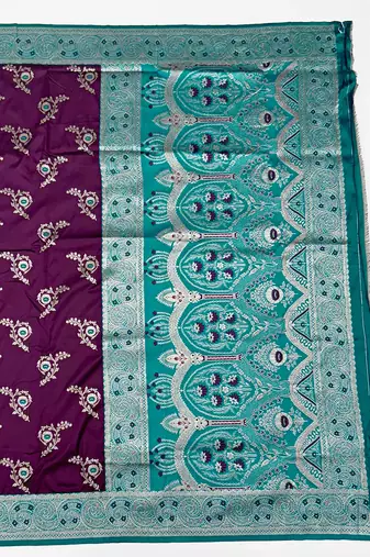 Purple Art silk blend saree with blouse