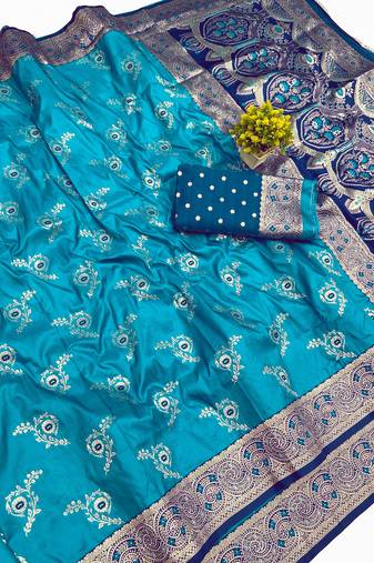 Light blue Art Silk saree with blouse