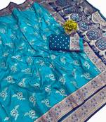 Light blue Art Silk saree with blouse