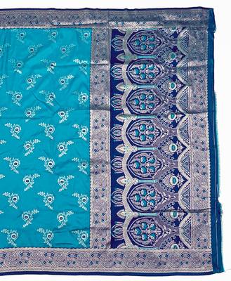 Light blue Art silk blend saree with blouse 2