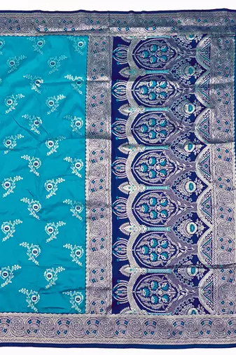 Light blue Art silk blend saree with blouse