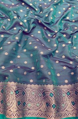 Light blue Art silk blend saree with blouse 3