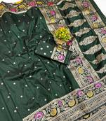 Dark green Art Silk saree with blouse
