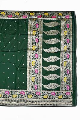 Dark green Art silk blend saree with blouse 2