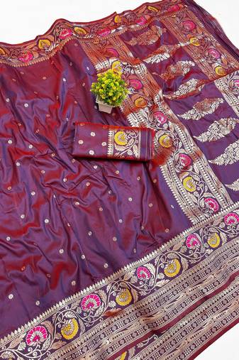 Magenta Art Silk saree with blouse