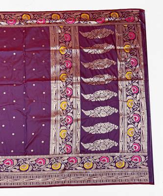 Magenta Art silk blend saree with blouse 2
