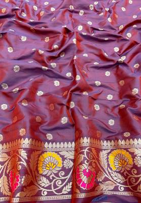 Magenta Art silk blend saree with blouse 3