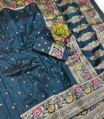 Blue Art Silk saree with blouse