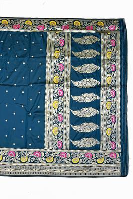 Blue Art silk blend saree with blouse 2