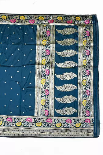 Blue Art silk blend saree with blouse