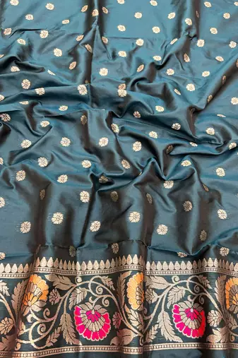Blue Art silk blend saree with blouse