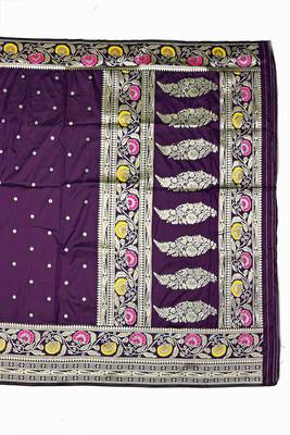 Wine Art silk blend saree with blouse 2