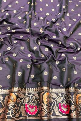 Wine Art silk blend saree with blouse 3