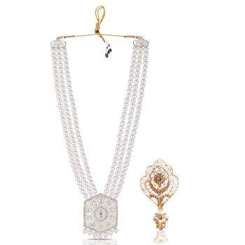 Beaded Layered Dulha Moti Mala With Designer Brooch 1