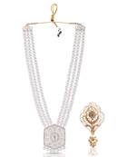 Beaded Layered Dulha Moti Mala With Designer Brooch