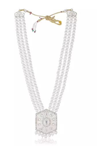 Beaded Layered Dulha Moti Mala With Designer Brooch