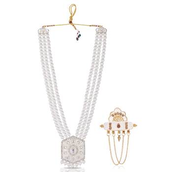 Beaded Layered Dulha Moti Mala With Designer Brooch 1